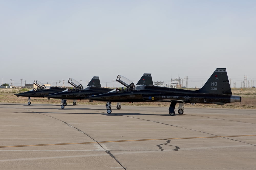 Three T-38s sit at the end of the runway for preflight checks Canvas Art - HIGH-G ProductionsStocktrek Images (18 x 12)