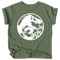 thumbnail image 1 of Three T-Rex Fossil Dinosaur 3rd Birthday T-Shirts for Baby Girls and Boys Third Birthday Outfit White on Military Green Shirt 4T, 1 of 2