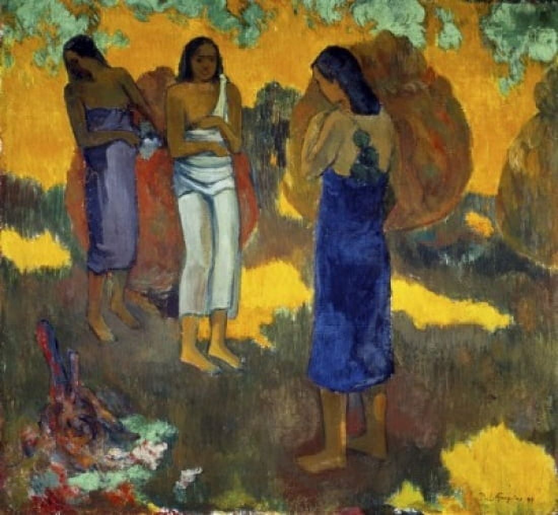 Three Tahitian Women Against a Yellow Background (Trois Tahitiennes sur un Fond Jaune) 1899 Paul Gauguin (1848-1903French) Canvas Art - Paul Gauguin (24 x 36)