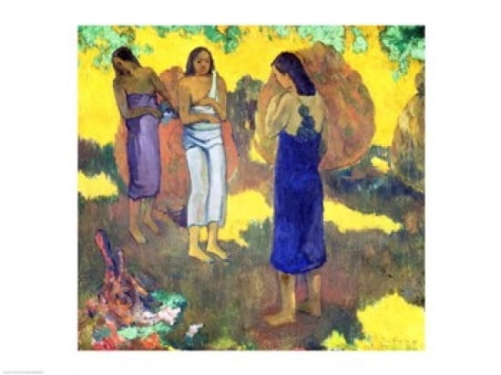 Three Tahitian Women against a Yellow Background 1899 Canvas Art - Paul Gauguin (36 x 24)