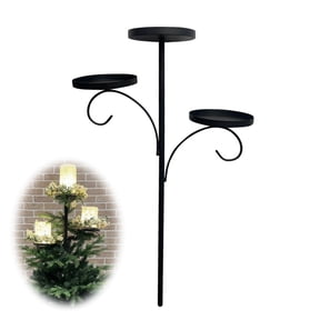 Three-Tier Christmas Tree Candelabra, 23.62 in, Three-Tier Metal Frame, for Tree Top, Tabletop and Indoor Holiday Decor