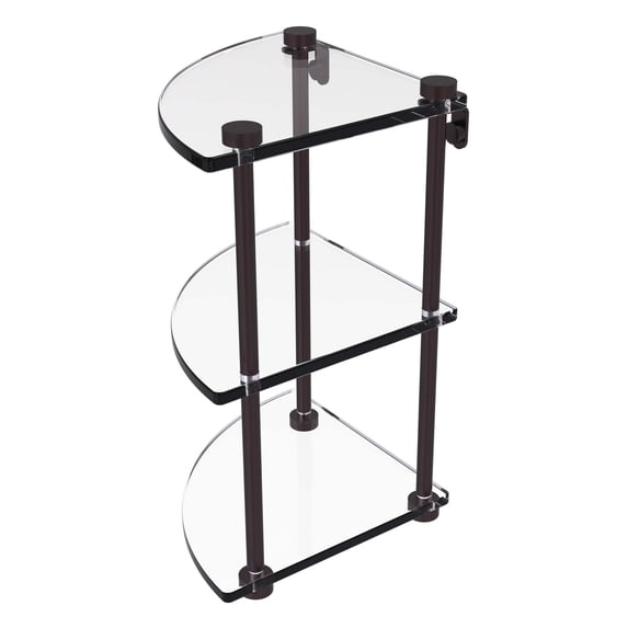 Three Tier Corner Glass Shelf - Antique Bronze