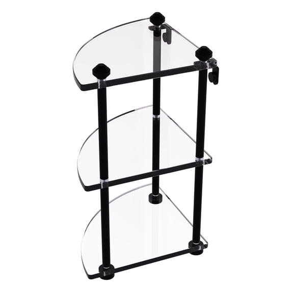 Three Tier Corner Glass Shelf - Matte Black