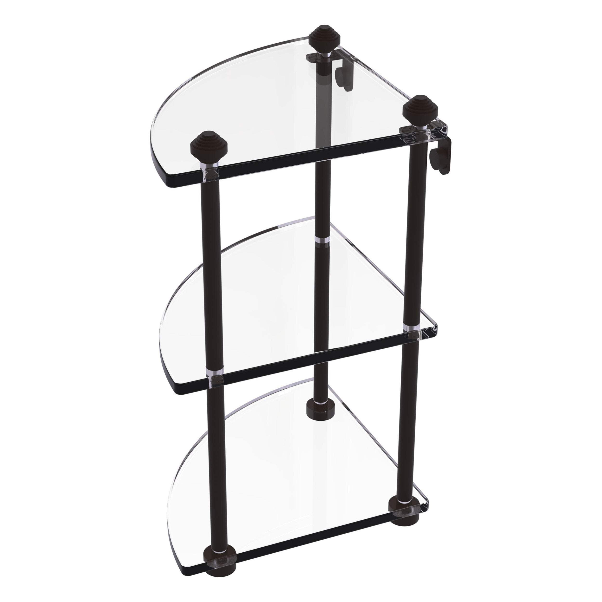 Oil Rubbed Bronze 3-Tier Glass Corner Shelf