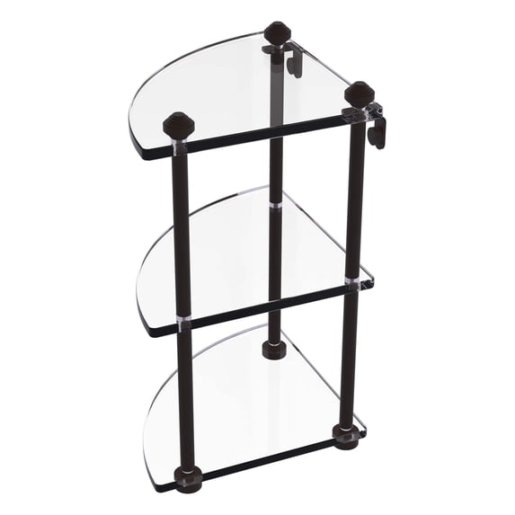 Three Tier Corner Glass Shelf - Oil Rubbed Bronze