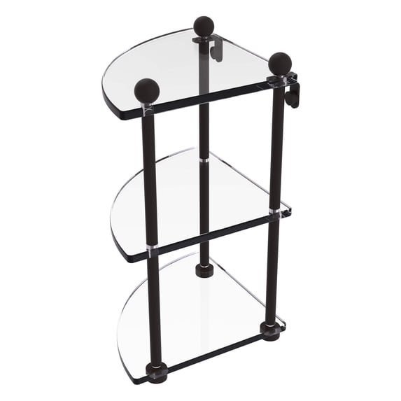 Three Tier Corner Glass Shelf - Oil Rubbed Bronze