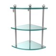 thumbnail image 1 of Three Tier Corner Glass Shelf - Satin Chrome, 1 of 2