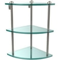 thumbnail image 1 of Three Tier Corner Glass Shelf - Satin Nickel, 1 of 5