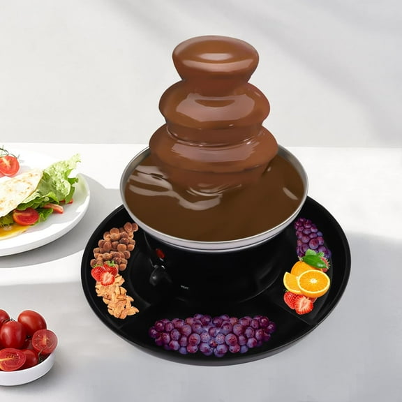 Three-Tier Electric Chocolate Fountain Machine, 1-Pound Capacity, with Food Tray and Rotating Spiral Rod for Parties, Weddings, Family Gatherings