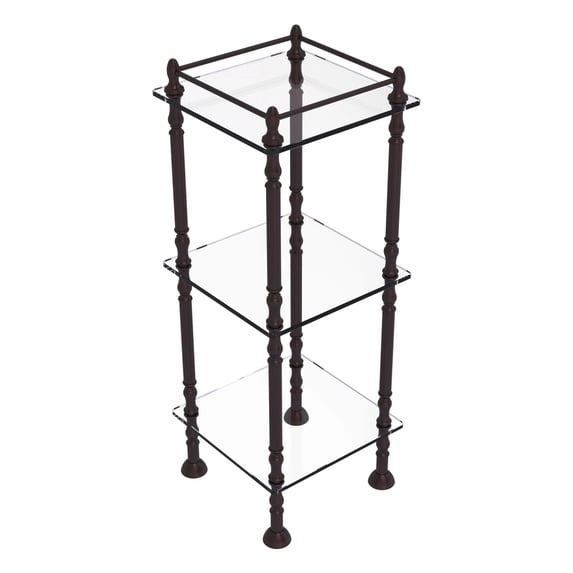 Three Tier Etagere with 14 Inch x 14 Inch Shelves - Antique Bronze