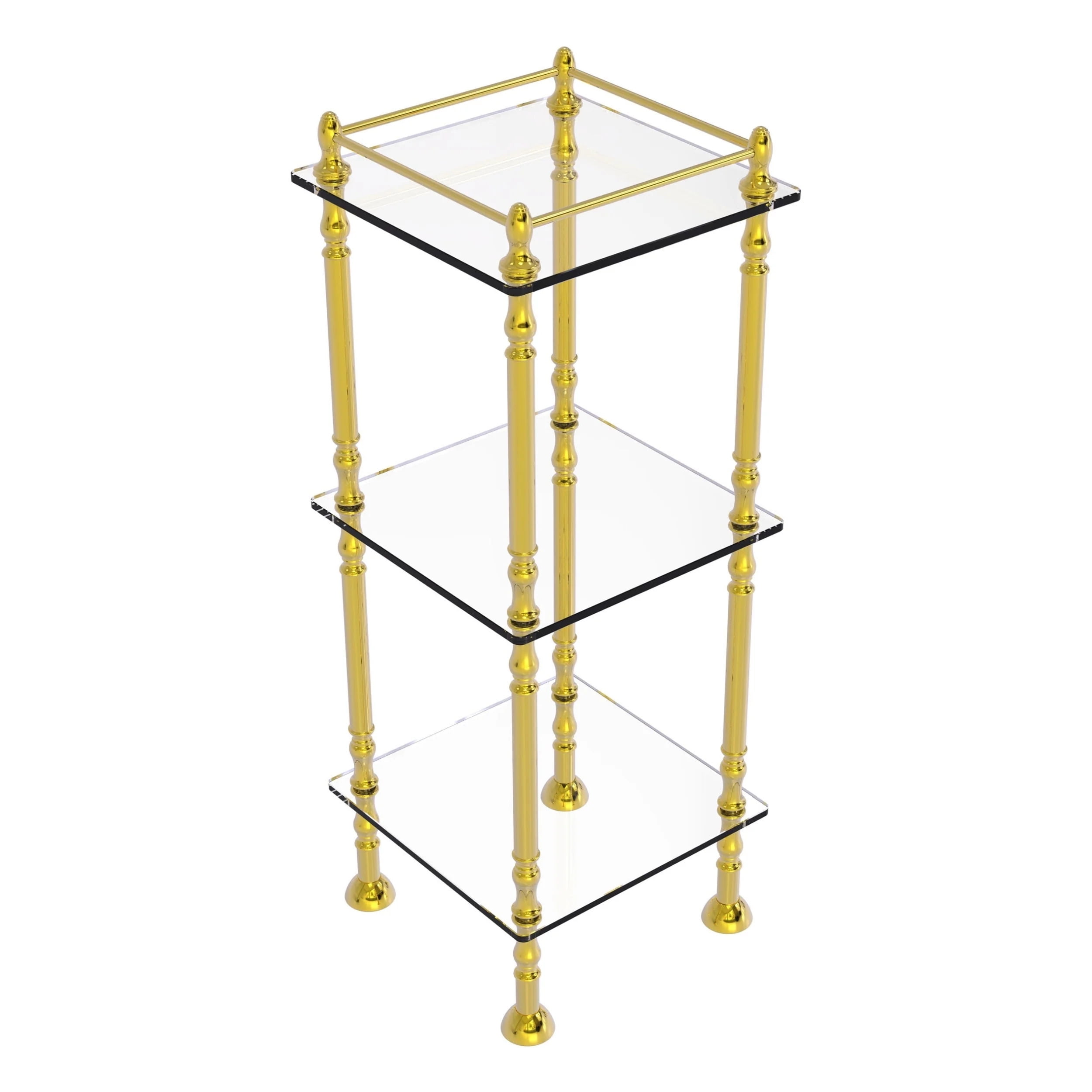 Allied Brass Three Tier Etagere with 14-in x 14-in Shelves in Satin Nickel Allied Brass Three Tier Etagere with 14-in x 14-in Shelves in Satin Nickel