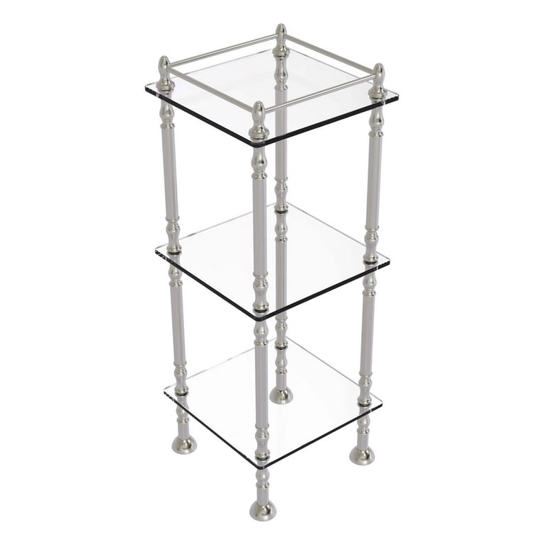 Allied Brass Three Tier Etagere with 14-in x 14-in Shelves in Satin Nickel
