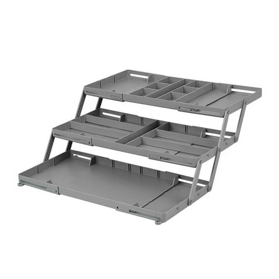 Three Tier Foldable Storage Organizer Expandable Drawer Rack Efficient Tabletop Cosmetic Jewelry Display