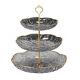 thumbnail image 1 of Three Tier Fruit Bowl St 9.45 Inch Layered Snack Serving Tray Plastic Cy Plate for Living Room Coffee Table Decorative Serving Dish for Fruit Snacks Nuts Home Kitchen Office Party Use Black, 1 of 6
