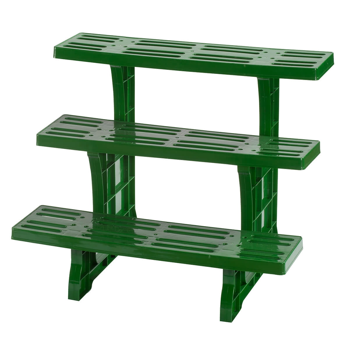 Green Plastic Triangular 3-Tier Indoor/Outdoor Plant Stand