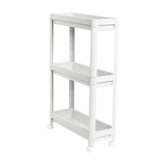 Three-Tier Narrow Rolling Storage Cart with Wheels for Kitchen Bathroom Pantry, Space-Saving Organizer, Easy to Clean, Durable Plastic Construction, Ideal for Tight Corners
