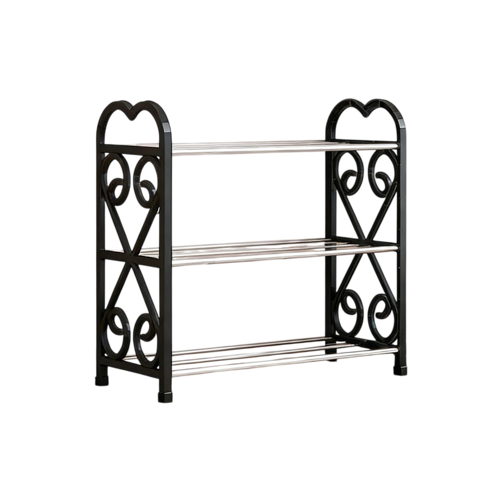 Shoe Rack Slates Three-Tier Shoe Organizer Rack with Ventilated Slats for Entryway ...