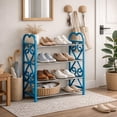 thumbnail image 1 of Three Tier Shoe Rack Organizer,Space-Saving Closet and Entryway Storage Solution,Durable Slatted Design for Shoes,Boots,Sandals,Suitable for Bedroom,Bathroom,Hallway or Mudroom Storage-Blue, 1 of 8