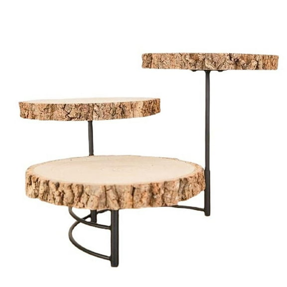Three-Tier Solid Wood Cake Stand Adjustable Display for Desserts Fruits and Home Decor