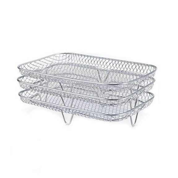 Three-Tier Stainless Steel Dehydration Rack, Stackable Drying Rack with Elevated Corners for Air Fryers and Countertops, Space-Saving Organizer for Drying Fruits, Herbs, and Dishes