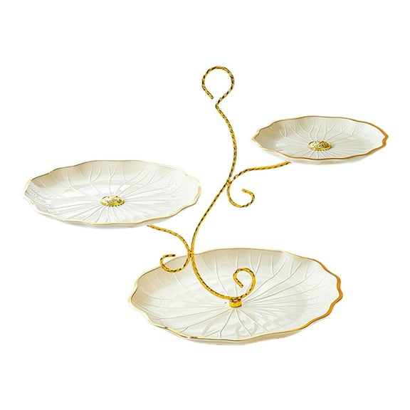 Three Tier Tray, Multi-Layer Snack Organizer with Handle, 26cm Diameter Plastic Dessert Display Stand, Model A