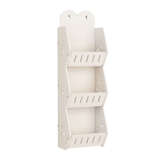 Three Tier Wall Mounted Storage Rack For Bathrooms And Laundry Rooms With Hanging Rings And Adhesive Hooks, Ventilated Space Saving Organizer For Shampoos Towels And Toiletries