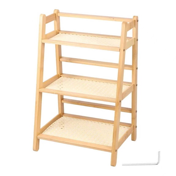 3 Tier Bamboo Ladder Storage Shelf - Desktop Organizer Rack for Kitchen, Office, Bathroom & Home
