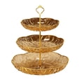 thumbnail image 1 of Three-Tiered Fruit and Snack Serving Plates, 9.45-Inch Clear Plastic Decorative Tray for Coffee Table, Party, or Dining Room, 1-Piece Set, 1 of 6