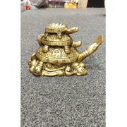 Three Tiered Tortoises for Health Wealth and Luck Showpiece Brass Stacked Turtle Figurine Statue Religious Decorative Indian Home Decor Items Turtle Statue for Office Decor - AtoZ India Cart