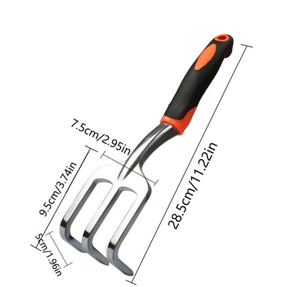 Three-Tine Garden Rake for Weeding and Soil Loosening with Ergonomic Non-Slip Rubber Grip