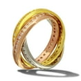 thumbnail image 1 of Three-Tone 925 Gold Plated Sterling Silver Interlocked Eternity Bands White CZ Female Size 7, 1 of 4