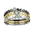 thumbnail image 1 of Three-Tone 925 Gold Plated Sterling Silver Stackable Ring Set Clear CZ White Female Size 5, 1 of 4