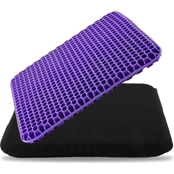Three Tree Ergonomic Gel Seat Cushion, Double Thick Cooling Honeycomb Chair Pad for Tailbone Support and Office Chair Comfort