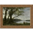 thumbnail image 1 of Three Trees with a View of the Lake 24x18 Gold Ornate Wood Framed Canvas Art by Camille Corot, 1 of 2