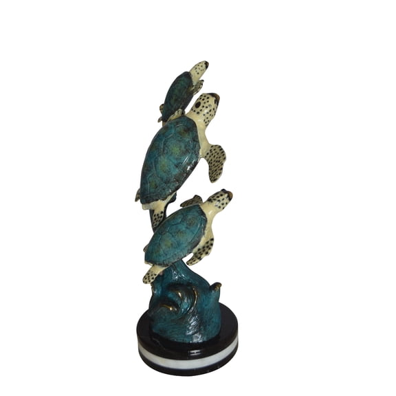 Nifao Three Turtles Overreach Each Other Bronze Statue, Home Decor Sculpture, 15"L x 9"W x 24"H