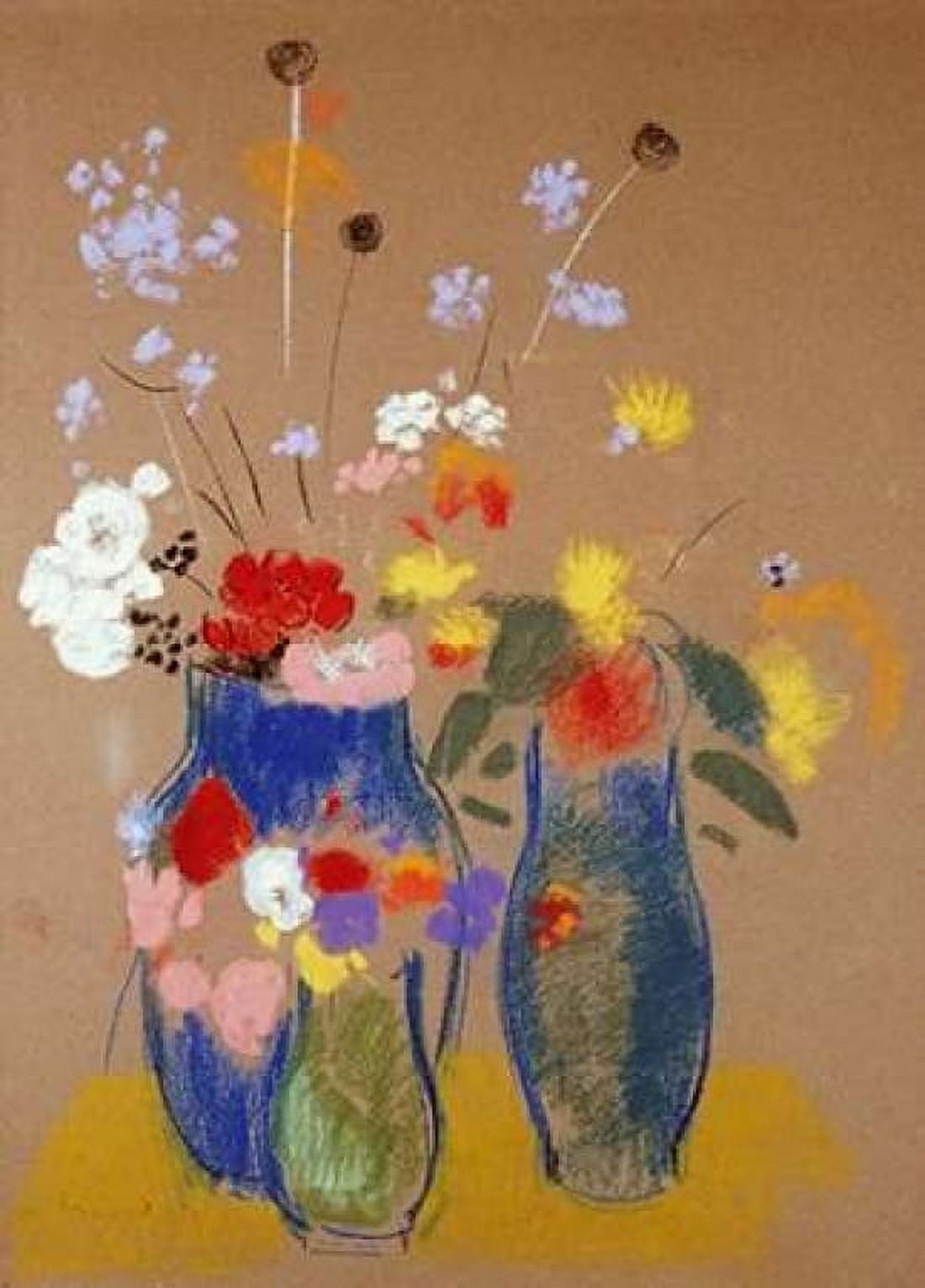 Three Vases of Flowers Canvas Art - Odilion Redon (18 x 24)