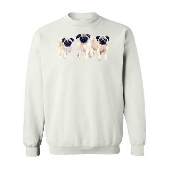 Three Watercolor Pugs Sweatshirt Women -Image by Shutterstock, Female x-Large