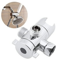 Three-Way Shower Head Diverter Solid Metal Shower Arm Diverter for Hand Held Showerhead and Fixed Spray Head, G 1/2 3-Way Bathroom Universal Diverter System Replacement Part(Silver,3.4x1.3x1.3")
