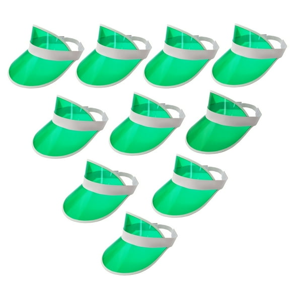 GSE 10-Pack Green Casino Vegas Style Poker Dealer Visors, Bingo Game Hats, Sun Visor Beach Hat for Men/Women - Visors