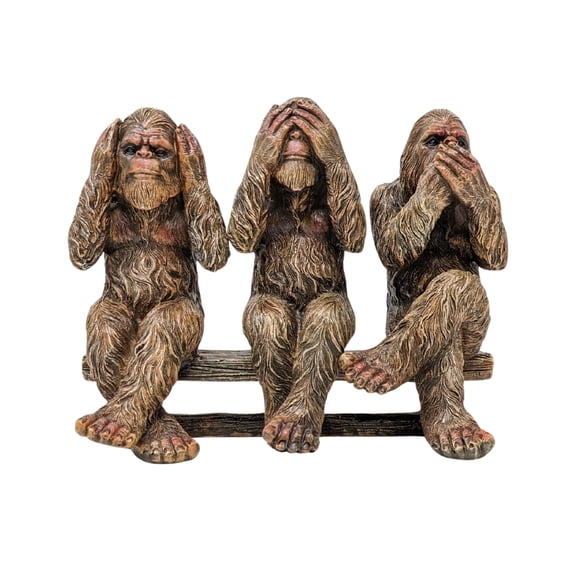 Three Wise Bigfoot Resin Figurine – See No Evil, Hear No Evil, Speak No Evil Sasquatch Statues – Rustic Lodge & Woodland Decor for Shelf, Mantel, or Table–Fun Gift for Bigfoot Lovers & Collectors