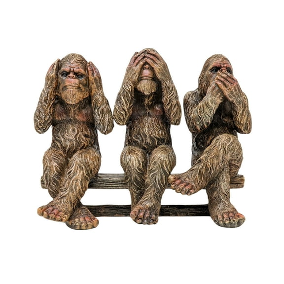 Three Wise Bigfoot Resin Figurine See No Evil, Hear No Evil, Speak No Evil Sasquatch Statues Rustic Lodge & Woodland Decor for Shelf, Mantel, or TableFun Gift for Bigfoot Lovers & Collectors