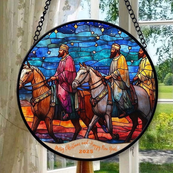 Three Wise Men 3 Stained Glass Suncatcher Ornament, Holiday Tree Ornament, Gift for Mom, Love Day Home Decor, Festival Gift Ornament, Keepsake 2025