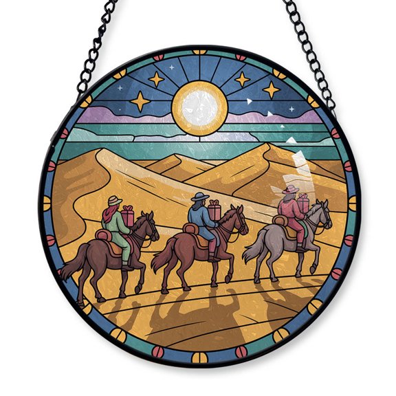 Three Wise Men Stained Glass Suncatcher Window Hanging Christmas 2025 Personalized Tree Window Hanging for Family, Friends, Boy or Girl, Custom Text Keepsake S4Uty7