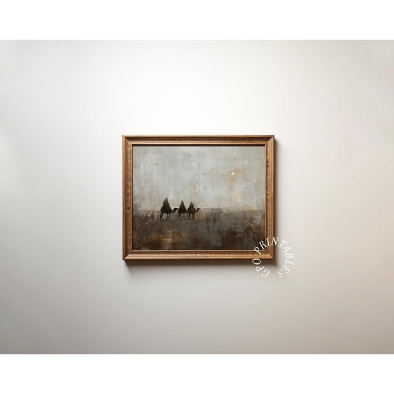 Three Wise Men Wall Art, Three Kings Wall Art, Christian Wall Art, Nativity Scene Art, Bethlehem Scene Art, Christmas Decor Art #3903, Stretched Canvas Size 8x12