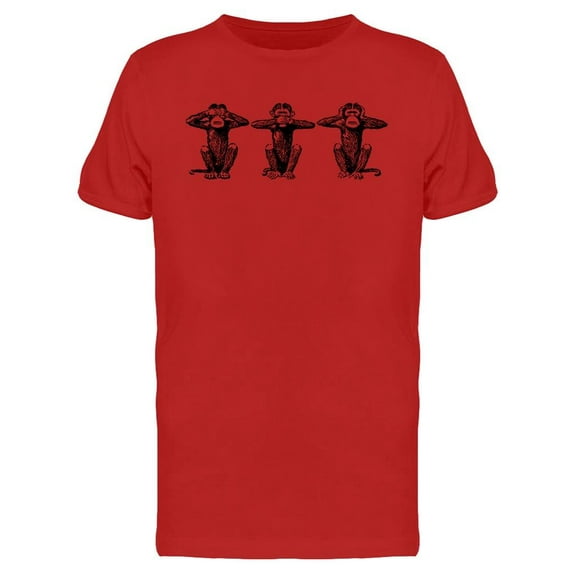 Three Wise Monkeys Animals T-Shirt Men -Image by Shutterstock, Male Large