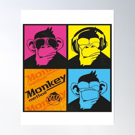 Three Wise Monkeys Poster Wall Art, Modern Wall Decor For Living Room Bedroom, 24x24 UNFRAMED