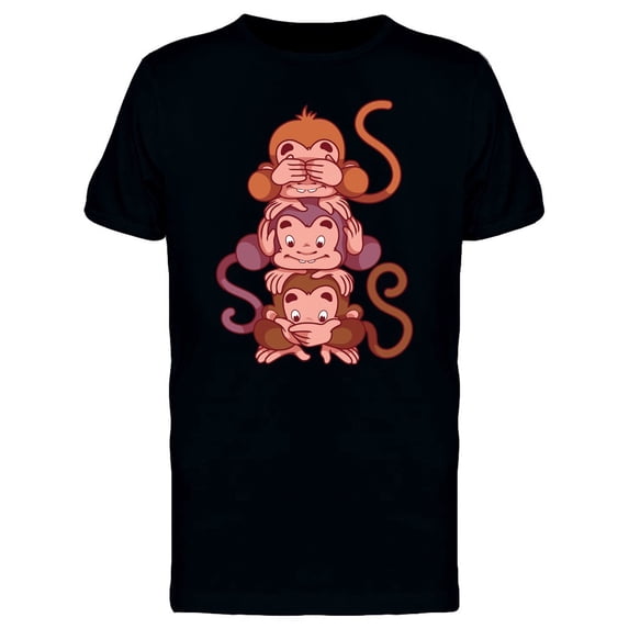 Three Wise Monkeys Vertical Art Tee Men's -Image by Shutterstock