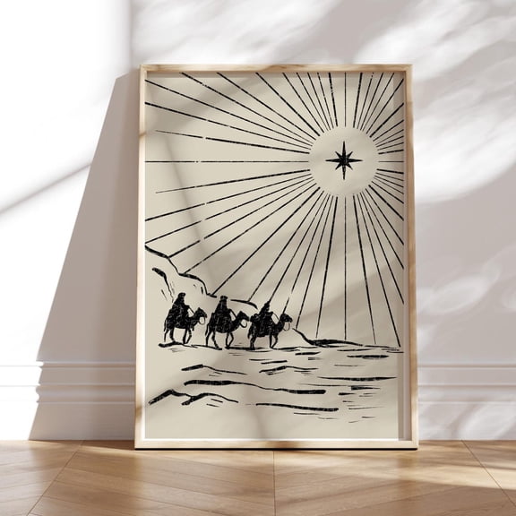 Three Wisemen Nativity Scene Print: Vintage Noel Decor UNFRAMED PAPER POSTER, Home Decor, Vintage Gift, Living Room Dercor