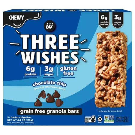 Three Wishes Chocolate Chip Granola Bars - 4.4oz