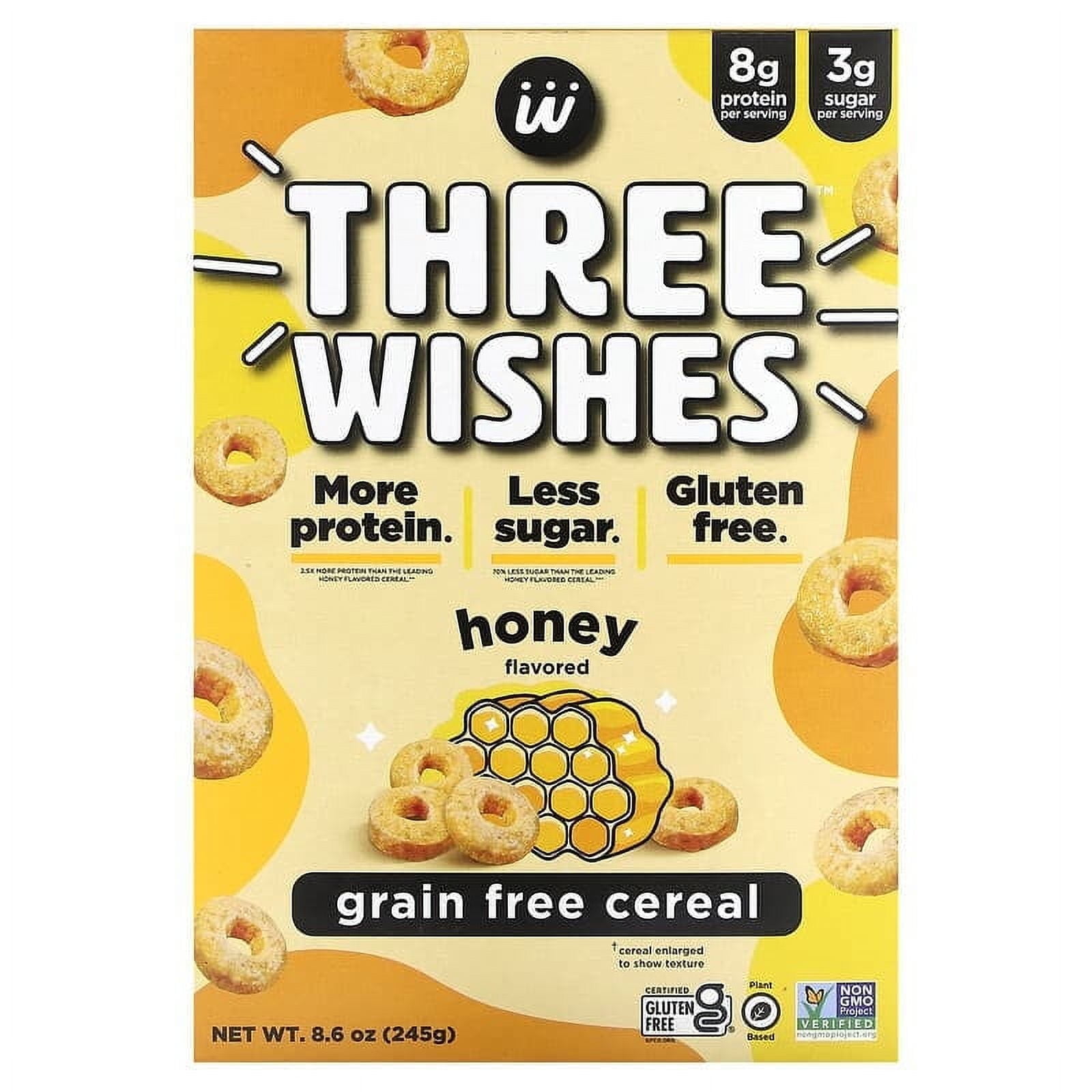 Three Wishes, Grain Free Cereal, Honey, 8.6 oz (245 g) Pack of 2